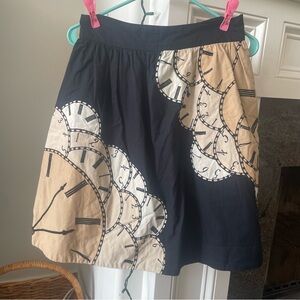 Anthropologie Floreat Embroidered Clock Lined Cotton Skirt size 4